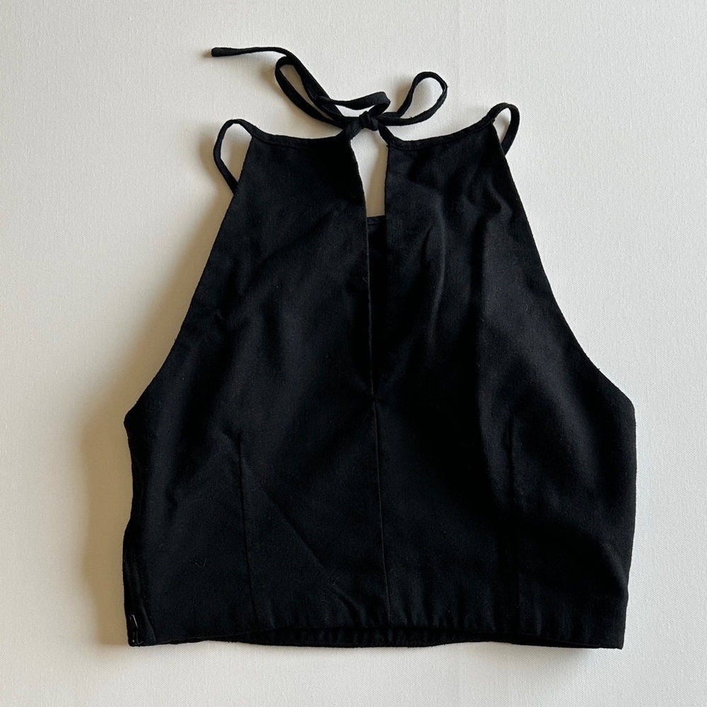 Garage Black Halter Top Viscose/ Linen Sz M - Picture 4 of 9